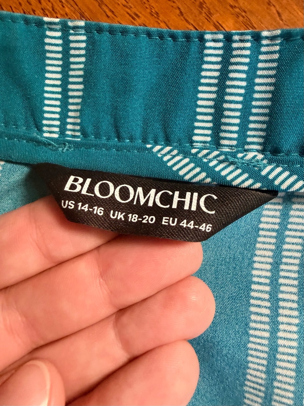 BloomChic Teal and White Striped Midi Dress - Picture 6 of 7
